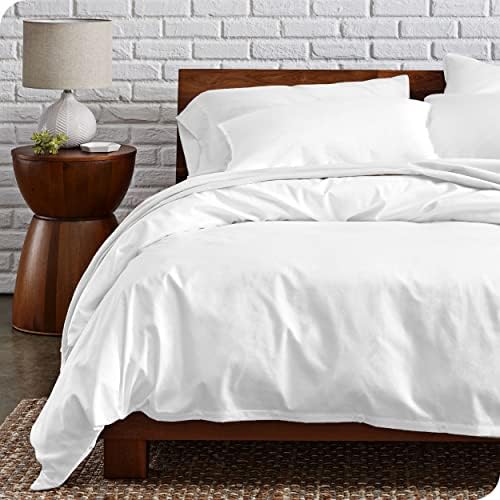  Bare Home 100% Organic Cotton Twin/Twin Extra Long Duvet Cover Set - Crisp Percale Weave - Lightweight & Breathable - Cooling Duvet Cover Set (Twin/Twin XL, Grey)