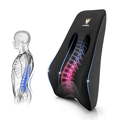  OVEYNERSIN Lumbar Pillow, Comfortable Lumbar Support Pillow, Office Car Seat Cushion, Memory Foam Back Cushion With Breathable Mesh For Relieves Back, Hip, Tailbone, Sciatica Pain