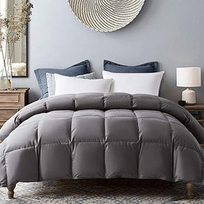  White Feather Down Comforter Queen Size-Luxurious Warmth Hotel Collection Comforter,100% Cotton Cover-All Season Duvet Insert With Corner Tabs-Queen Size 90x90 Inch