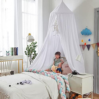  Bed Canopy For Girls Kids,Princess Round Dome Children Dreamy Mosquito Net Bedding Girls Room Castle Play Tent Hanging House Decor Reading Nook Canopies (Beige Pink)