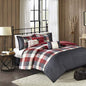  Madison Park Ridge 6 Piece Herringbone Duvet Cover Set Red, King/Cal King(104"x92") (MP12-4673)