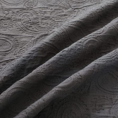  100% Cotton Bedspread Jacquard Super Soft Pattern Quilt Textured Coverlet Home Collection Reversible - Princeton Dark Grey, Twin