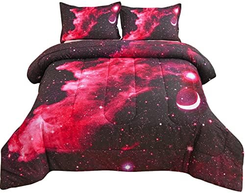  A Nice Night Black And Blue Galaxy Bedding Sets 3D Printed Cloud Quilt Comforter Sets With 2 Bedroom Pillow Covers Twin Size