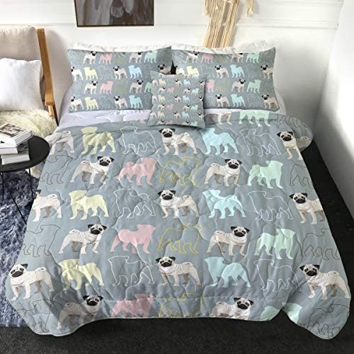  Sleepwish Brown Dog Paw Bone Comforter Set Kids Dog Paw Prints Bedding Set For Kids Children Bedspreads 4Pcs King Size Dog Lovers Gifts For Women Kids Men