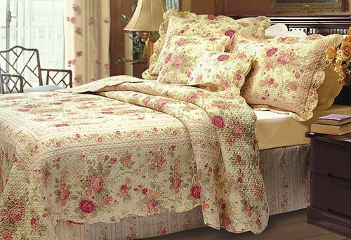  Chic Shabby Romantic Rose Bedding Quilt Set Queen