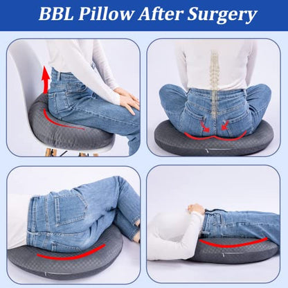  Coceyese BBL Pillow After Surgery For Butt Sleeping, Brazilian Butt Lift Pillow Post Surgery Recovery For Sitting Sleeping Driving Donut Pillow For Woman Lumbar Back Cushion Seat Foam (Dark Grey)