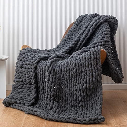  Chunky Knit Blanket With Pom Poms- Thick, Soft, Big, Cozy Throw Blankets For Couch, Bed, Sofa, Chair-50×60 Inches,Pink