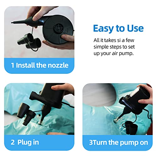  Electric Air Pump For Inflatables,Air Mattress Pump With 3 Nozzles Air Pump For Pool Inflatables(130W)