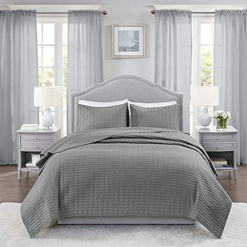  Comfort Spaces Kienna Quilt Set-Luxury Double Sided Stitching Design All Season, Lightweight, Coverlet Bedspread Bedding, Matching Shams, Twin/Twin XL(66"x90"), White,CS14-0263