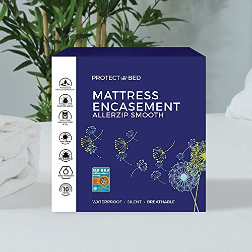  LlerZip Smooth Waterproof Bed Bug Proof Zippered Bedding Encasement, Full, (Fits 7 - 12 In. H)