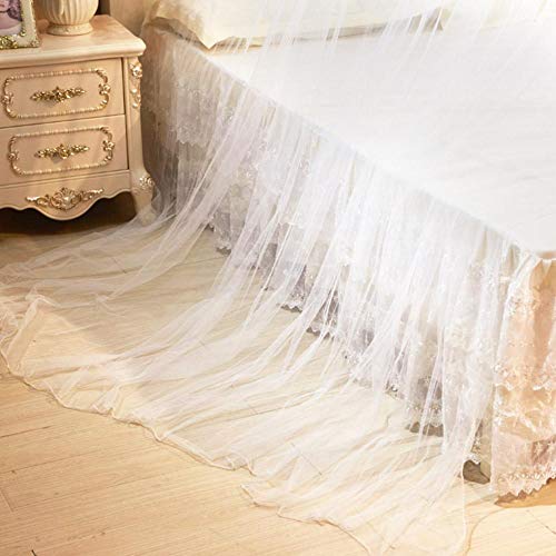  Yasashi Breathable Round Canopy Lace Princess Style Net Bed Curtain Netting (White)