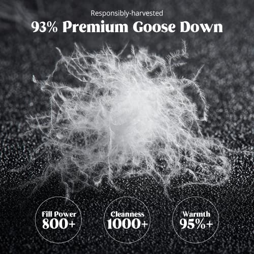  Puredown® Goose Down Comforter King Size, 800 Fill Power, 100% Cotton Winter Oversized Down Duvet Insert 700 Thread Count, Heavyweight Cloud Fluffy Pinch Pleat Extra Warmth