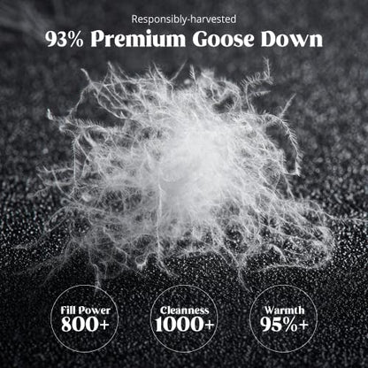  Puredown® Goose Down Comforter King Size, 800 Fill Power, 100% Cotton Winter Oversized Down Duvet Insert 700 Thread Count, Heavyweight Cloud Fluffy Pinch Pleat Extra Warmth