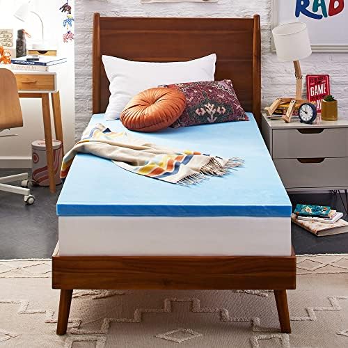  Sleep Innovations 3 Inch Cooling Gel Infused Memory Foam Mattress Topper, Queen Size, Cool Comfort, Medium Support