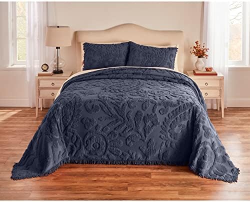 The Paisley Chenille Bedspread - Queen, Spice Purple