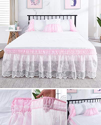  Wrap-Around Lace Bed Skirt Ruffled Bedskirt Dust Cover Ruffle Bed Sheet Case