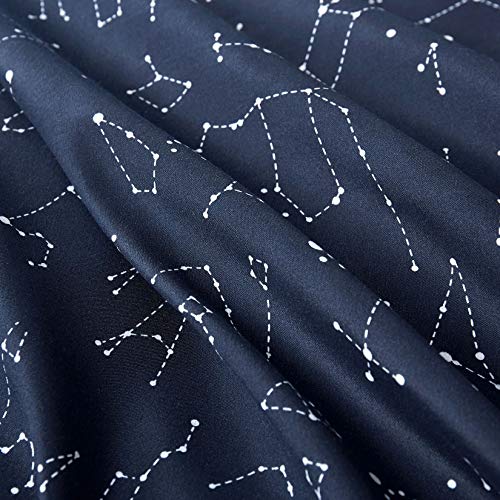  Wake In Cloud - Constellation Comforter Set, Navy Blue With White Space Stars Pattern Printed, Soft Microfiber Bedding (3pcs, Full Size)