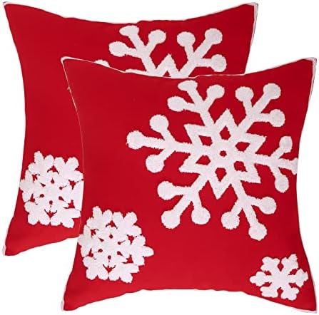  Tosleo Christmas Tree Throw Pillow Covers 16x16 Inch Pack Of 2 Christmas Decoration Forest Green Embroideried Throw Pillow Covers For Christmas Party Bed Sofa Cushion Car