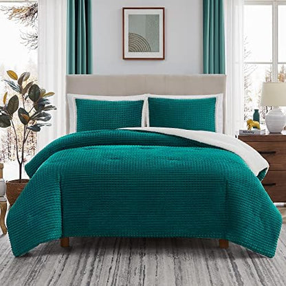  Geniospin Queen Comforter Set, Ultra-Soft Microplush Sherpa Comforter With 2 Pillow Sham, Reversible 3-Piece Bed Set For Queen Bed, Plush Warm Bedding Comforter Sets (Dusty Pink, 90'' X 90'')