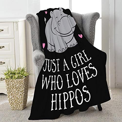  St A Girl Who Loves Hippos Soft Comfy Flannel Blanket Fluffy Queen Plush Throw Twin Cozy Outdoor Picnic Living Room Travel Couch Medium (60 In X 50 In)