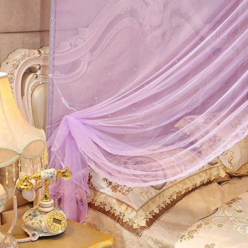  Mumusuki Bedding Net Bed Canopy Lace Luxury 4 Corner Luxury Princess Post Bed Curtain Canopy Netting(S)