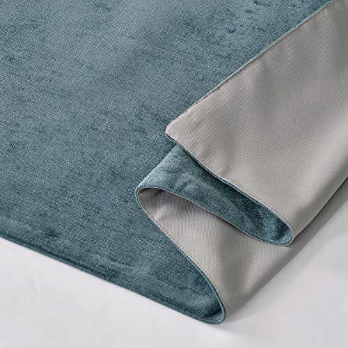  AMBERIS Bed Runner Blue, Chenille Soft No Fading Modern Bed Scarf