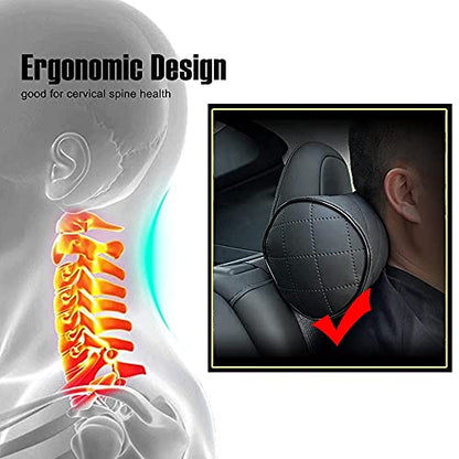  HAOTULE Car Seat Neck Pillow, Memory Rebound Headrest Cushion,Comfortable Leather Can Provide The Best Support, Suitable For Most Vehicles (Black，Pack Of 1)