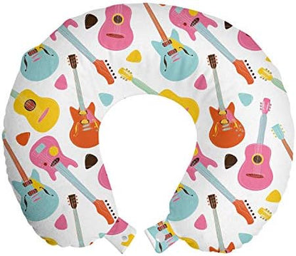  Paw Print Travel Pillow Neck Rest, Puppy Kitten Dog And Cat Themed Repetitive Pet Foot's Stains Concept, Memory Foam Traveling Accessory For Airplane And Car, 12", Grey White