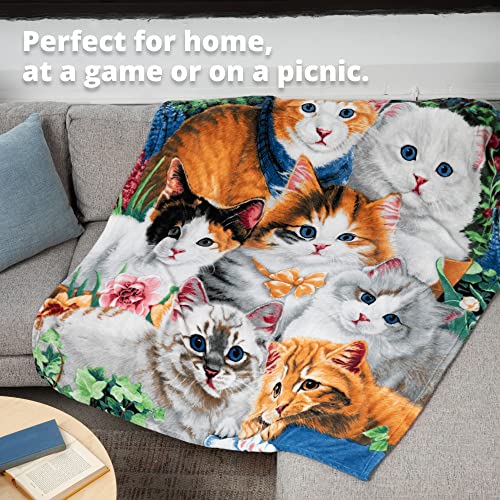  Dawhud Direct Kitten Fleece Blanket For Bed, 50" X 60" Cute Fleece Throw Blanket For Girls, Women, Men And Kids - Super Soft Plush Cat Blanket Throw Plush Blanket For Cat Lovers