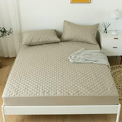  Jejeloiu Purple Quilted Mattress Pad, 100% Waterproof Breathable Twin Bedding Fitted Sheet Mattress Protector 14" Deep Pocket Cotton Snow Down Alternative Filling Mattress Cover (Twin,Purple)