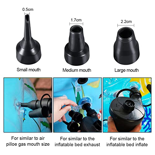  Electric Air Pump, Portable Air Pump Quick-Fill Inflator Deflator With 3in1 Nozzle Adapter For Air Mattresses Airbeds Boats Swimming Ring Inflatable Pool Raft(AC 110V/DC 12V)