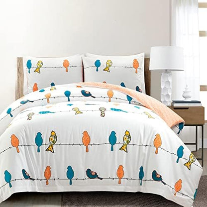  Rowley Birds Duvet 3 Piece Bedding Set With Floral Animal Bird Print, Full/Queen, Multi