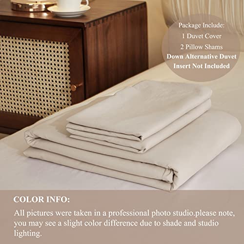  Queen Beige Duvet Cover Washed Microfiber Cream Beige Tan Khaki Quilt Cover Sets Queen Size 3 Pieces Tan Solid Color Bedding Sets (1 Queen Beige Duvet Cover And 2 Pillow Shams)