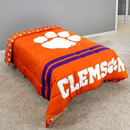 COLLEGE COVERS Everything Comfy Clemson Tigers Reversible Big Logo Soft And Colorful Comforter, Full
