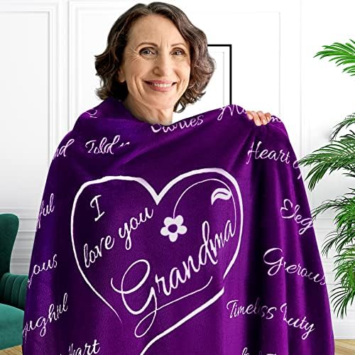  Mothers Day Gifts For Grandma, Gifts For Grandma Blanket, Grandma Gifts From Grandkids, Best Grandma Gifts, Grandma Birthday Gifts From Grandchildren, Throw Blanket 65”x50” (Flowers)