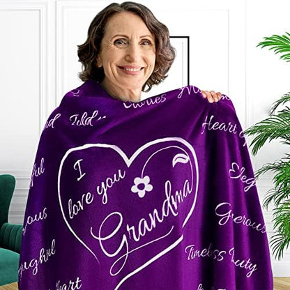 Mothers Day Gifts For Grandma, Gifts For Grandma Blanket, Grandma Gifts From Grandkids, Best Grandma Gifts, Grandma Birthday Gifts From Grandchildren, Throw Blanket 65”x50” (Flowers)