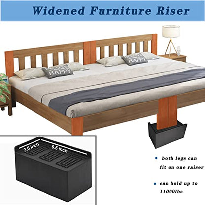  BESAEARO Bed And Furniture Risers,3 Inch Widened Rectangle Risers,Bed Raising Blocks With Non-Slip Mats For Bed Frame, Desk, Sofa, Table Legs Risers Supports Up To11000Lbs, Set Of 4（Big L Shape