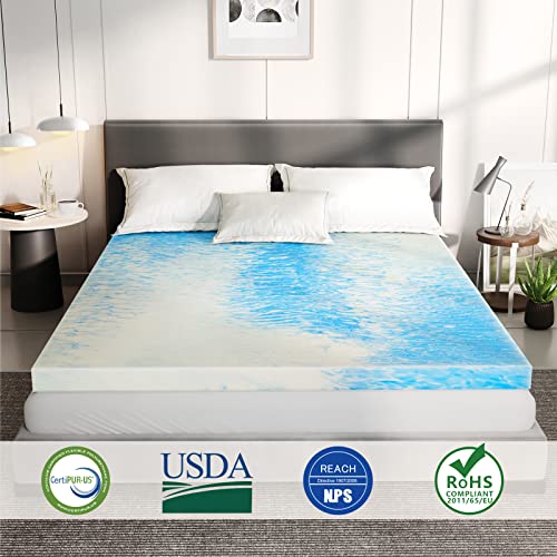  3 Inch Twin Memory Foam Mattress Topper, Cooling Gel Ventilated Design For Pressure Relief, CertiPUR-US Certified