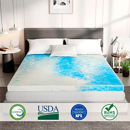  3 Inch Twin Memory Foam Mattress Topper, Cooling Gel Ventilated Design For Pressure Relief, CertiPUR-US Certified