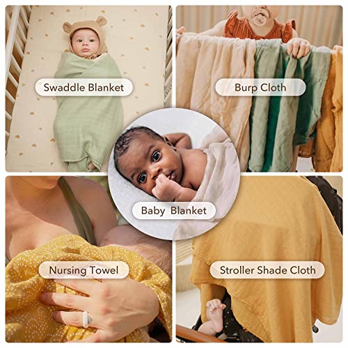  Moonkie Muslin Swaddle Blanket | Comfort Soft Baby Blanket For Boys And Girls | Silky Bamboo Infant Receiving Blanket Baby Swaddle Wrap | Unisex, 47 X 47 Inches, 4 Pack