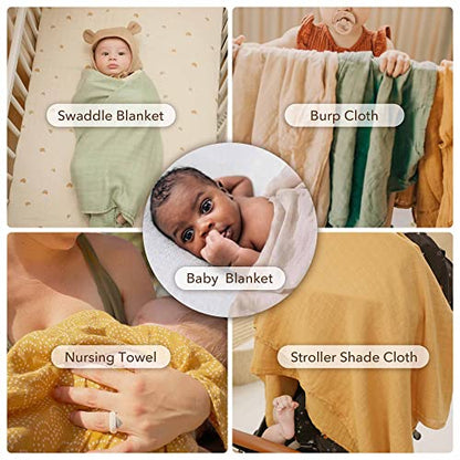  Moonkie Muslin Swaddle Blanket | Comfort Soft Baby Blanket For Boys And Girls | Silky Bamboo Infant Receiving Blanket Baby Swaddle Wrap | Unisex, 47 X 47 Inches, 4 Pack