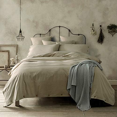  Duvet Cover King, Washed Cotton Duvet Cover Set - 3 Piece (King, Off-White)