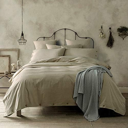  Duvet Cover King, Washed Cotton Duvet Cover Set - 3 Piece (King, Off-White)