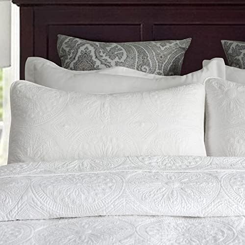  Quilted Pillow Shams King Size Set Of 2 Cotton Coastal Beach Decorative Pillow Covers Navy Blue Nautical Seashells Bedroom Decor
