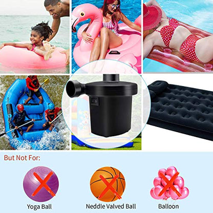  Lectric Air Pump For Inflatables, Portable Quick Air Pump For Air Mattress, 110V AC/12V DC, Inflator/Deflator Pumps For Outdoor Camping, Inflatable Cushions, Air Beds, Boats, Swimming Ring 50W
