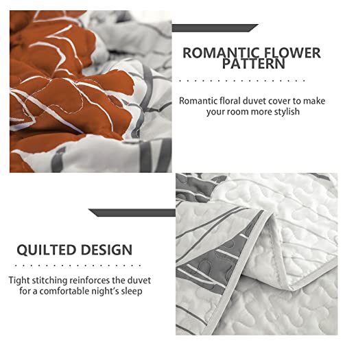  Floral Pattern Quilt Set Queen Burnt Orange Bedspread 3 Pieces Coverlet Soft Lightweight Bed Cover With 2 Pillow Shams For All Season 90"x96"