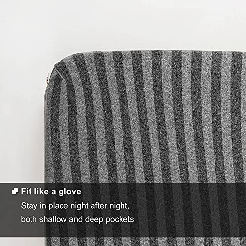  Stretchy Twin Fitted Sheet Only - Jersey Knit & Super Stretch, Snug Fit For Twin/Single, Twin XL Or RV/Camper Twin Size Mattress Deep Or Shallow Pocket, Non-Slip & Ultra Soft - Black/Gray