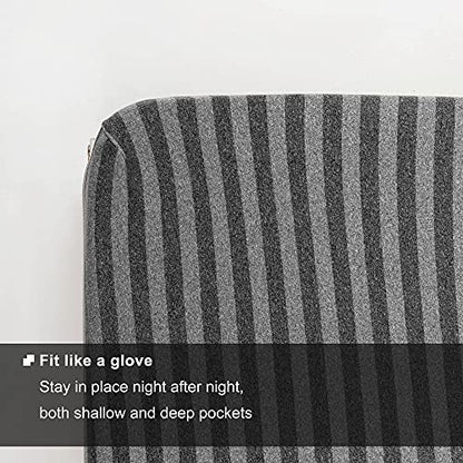  Stretchy Twin Fitted Sheet Only - Jersey Knit & Super Stretch, Snug Fit For Twin/Single, Twin XL Or RV/Camper Twin Size Mattress Deep Or Shallow Pocket, Non-Slip & Ultra Soft - Black/Gray