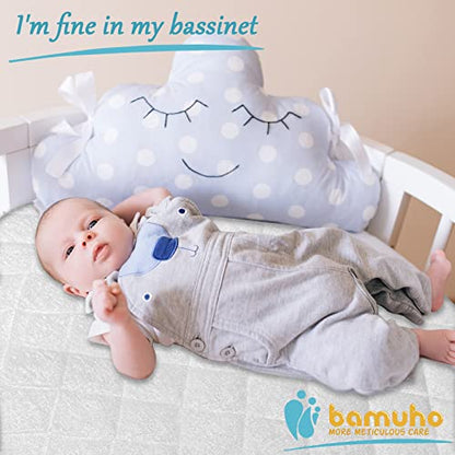  Ssinet Mattress Pad Cover For Halo Bassinest/Ingenuity Bassinet/4moms Bassinet Mattress, Waterproof Bamboo Terry Bassinet Mattress Protector With Elastic Bed Skirt, 30"×18" White