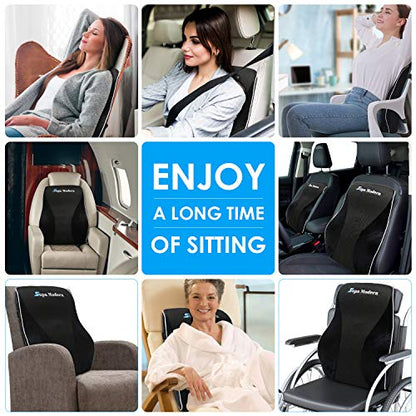  Lumbar Support Pillow For Office Chair And Car Seat Back Support Memory Foam Back Cushion For Lower Back Pain Relief, Lower Back Pillow For Gaming Chair, Desk Chair With 3D Mesh Cover Adjustable Strap